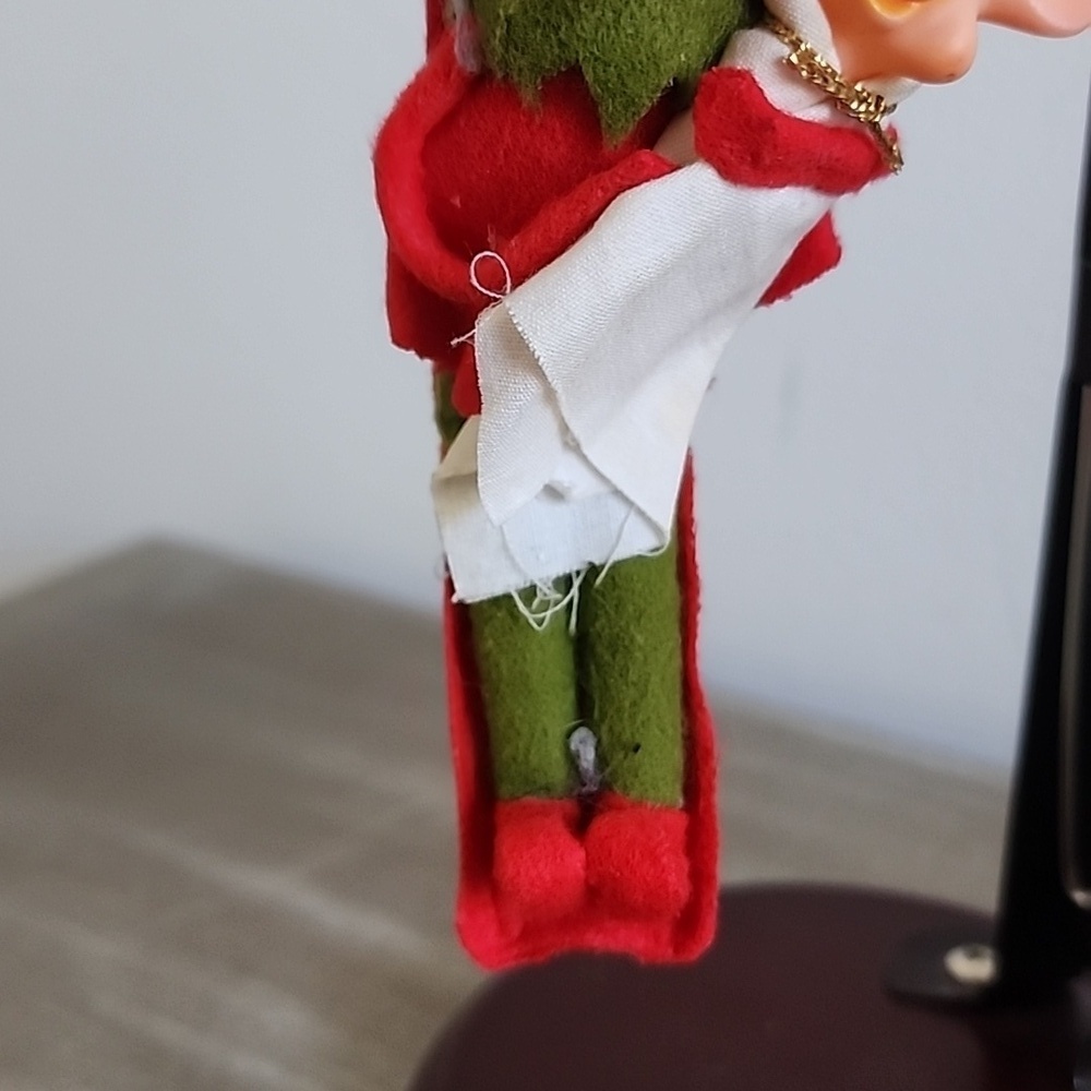 Vtg Kitsch Christmas Mice Hanging Ornament MidCentury Japan Red & Green Felt Elf - Picture 3 of 5